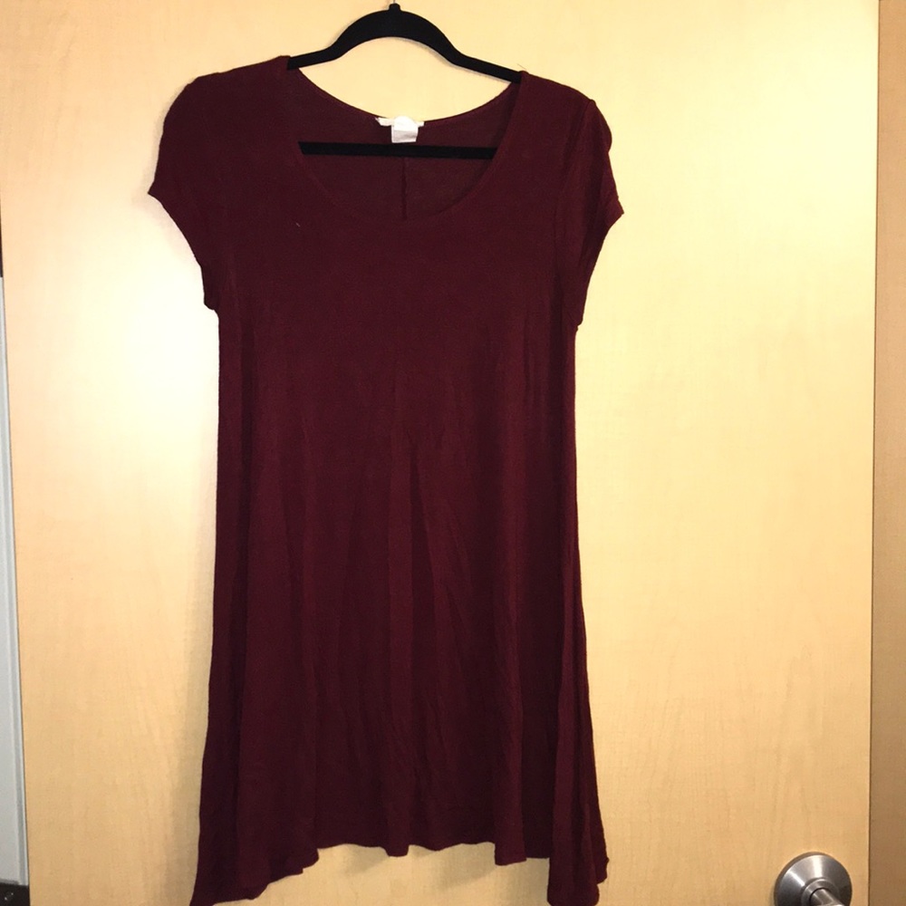 Maroon T-Shirt Dress